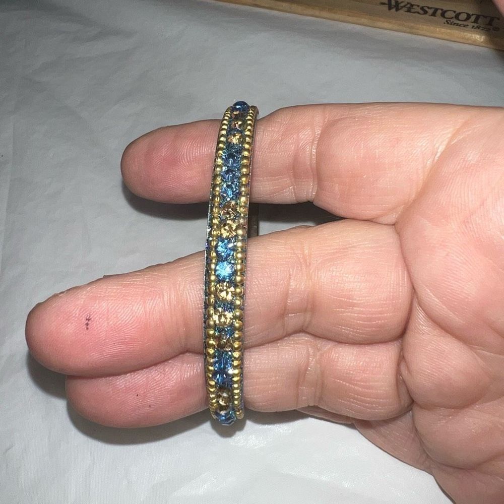 Hand Made in India Blue and Gold Sparkle Bangle Bracelet